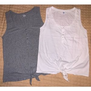 Lot of 2 Old Navy tie-front button tanks, XS